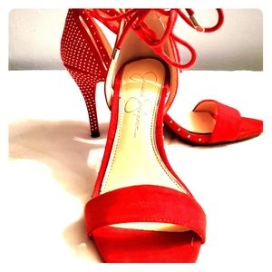 Jessica Simpson red sexy heels